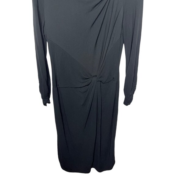 Carlisle Black Ruched Sheath Dress Size 4 Long Sleeve - Picture 4 of 10